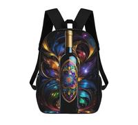 sinyumoney Canvas of A Wine Bottle Backpacks 3D Printed Kids School Backpack Outdoor Casual Daypack Fashion Casual Children Backpacks Cute Travel Bags 17inch