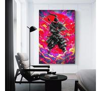 sinyumoney Canvas Print Wall Art Picture For Home Decor Samurai Warrior with Red Moon -1 Panel Pictures And Artwork Oil The Decoration Art Photo Prints 12x18inch(30x45cm)