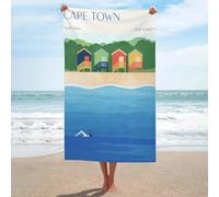 sinyumoney Cape Town Beach Huts Illustration Bathroom Towels Set Absorbent Quick Drying Beach Towel Bath And Pool 130cm*80cm