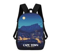 sinyumoney Cape Town South Africa Nightscape Kids School Backpack School Bag 3D Printed School Bag for Boys Elementary And Middle School Students 17inch