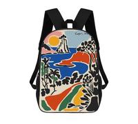 sinyumoney Capri, Italy - Colorful Landscape Art 3D Printed Children's School Backpack for Kids High Capacity Travel Rucksacks 17 Inch Book Bags Kids