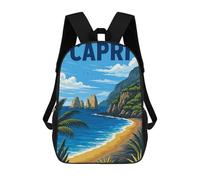 sinyumoney Capri Italy Island Backpack for School 3D Printed Boys Girls School BagChildren Bookbag Travel Rucksack 17inch