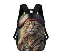 sinyumoney Captain Pirate Cat School Bags Secondary Causal Travel High School Bags for School/Work/Travel 17inch