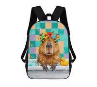 sinyumoney Capybara in Bathtub with Flower Crown School Backpack Computer Rucksack for School/Work/Travel for Girl, Teen Girls 17inch
