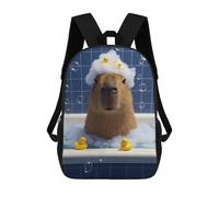 sinyumoney Capybara in Bathtub with Rubber Ducks Kids Backpack,School Backpack Kids School Bag 3D Printed Cartoon Large Capacity Backpack for Kids Boys And Girls 17inch