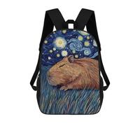 sinyumoney Capybara in Starry Night Style Children's School Backpack Fashion Casual 17inch 3D Printed School Bags Boy School Backpack Large Backpack