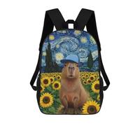 sinyumoney Capybara in Starry Night Sunflower Field School Backpack School Secondary High School College Backpack Travel for Men/Women 17inch