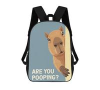 sinyumoney Capybara Peeking Are You Pooping Kids Backpack, Kids School Bag 3D Printed School Backpacks for Boys And Teenager School Students 17inch