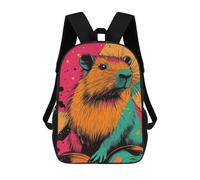 sinyumoney Capybara Pop Art Capybara Pop Art Illustration Vibrant Modern Animal Art Children's School Backpack 3D Printed for Kids Travel Rucksacks Book Bags Kids School Bag 17inch