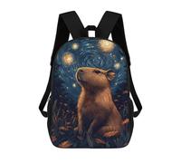 sinyumoney Capybara Starry Night 3D Printed Children's School Backpack for Kids High Capacity Travel Rucksacks Book Bags Kids School Bag Back Pack 17inch