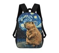 sinyumoney Capybara Starry Night School Bags High Secondary School Bags Casual Backpack for Men/Women 17inch