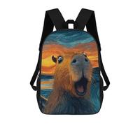 sinyumoney Capybara Sunset Painting School Bags Fashion Stationery Backpack Waterproof Casual Daypacks for Men, Women & Teenage Boys 17inch