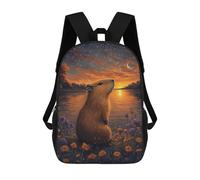 sinyumoney Capybara Sunset River School Backpack Water Resistant School Bag Business Backpack for Men/Women 17inch