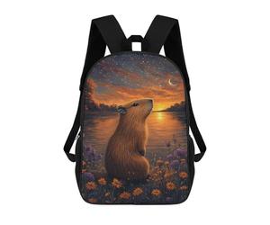 sinyumoney Capybara Sunset River School Backpack Water Resistant School Bag Business Backpack for Men/Women 17inch