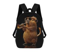 sinyumoney Capybara Trumpet Backpacks Kids School Backpack School Bag 3D Printed Fashion School Bags for Boys Elementary And Middle School Students 17inch