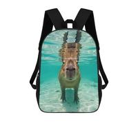 sinyumoney Capybara Underwater Portrait Children's School Backpack 3D Printed for Kids Travel Rucksacks Book Bags for Boys Elementary School Students 17inch