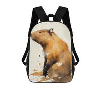 sinyumoney Capybara Watercolor Backpack with Pocket 3D Printed Backpacks, Travel Rucksacks Book Bags Kids School Bag 17inch
