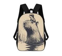 sinyumoney Capybara with Hat And Friend Backpack School Bag Large School Backpack for Boys for Camping Outdoor Adventures And Daily Travel 17inch