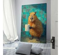 sinyumoney Capybara with Toilet Paper Custom Canvas Prints for Living Room Kitchen Home Decorations Wall Art Canvas 16x24inch(40x60cm)