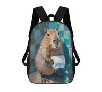 sinyumoney Capybara with Toilet Paper in Bathroom Backpack School Bag Daypacks Business Backpack Water Resistant Bookbag for Girls Boys Teenage 17inch