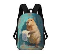 sinyumoney Capybara with Toilet Paper Roll Rucksack Water Resistant Travel Backpack Computer Bag for Teenage Girls Boys Women Men 17inch