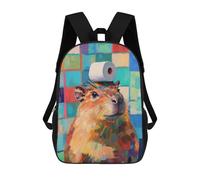 sinyumoney Capybara with Toilet Paper Rucksack Large School Backpack for Boys - Perfect for Travel, Work And Daily Use 17inch