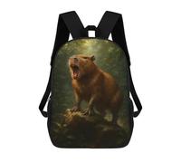 sinyumoney Capybara Yawning in Jungle Kids Backpack 17 Inch School Bag 3D Printed Cartoon School Backpacks for Boys And Teenager School Students
