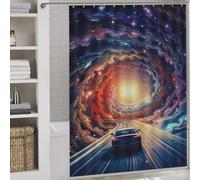 sinyumoney Car Driving Through Galaxy Decor Bath Curtains Quick Drying Proof Resistant Shower Curtain Anti Mould for Toile Bathroom Dorm 64.17x70.87Inch（163x180cm）