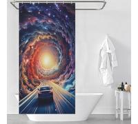 sinyumoney Car Driving Through Galaxy Shower Curtains Set with 12 Hooks 100% Polyester Fabric Washable Shower Curtains Mould Proof for Bathtub Shower Stall 35.43x70.87Inch（90x180cm）