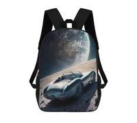 sinyumoney Car on The Moon Kids Backpack, Kids School Bag 3D Printed School Backpacks for Boys And Teenager School Students 17inch