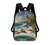 sinyumoney Caribbean Dream Backpack School Bag Rucksack for Girls Boys Backpacks Large Capacity Kids Back Pack Lightweight School Bags for Children Students 17inch