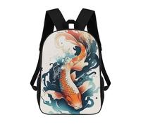 sinyumoney Carpe Koi Fish Japanese 3D Printed Children's School Backpack for Kids High Capacity Travel Rucksacks Book Bags Kids School Bag Back Pack 17inch