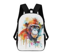 sinyumoney Cartoon Abstract Watercolor Monkey Children's 17 Inch Backpacks 3D Printed Backpack for Kids Travel Rucksacks Book Bags Kids School Bag
