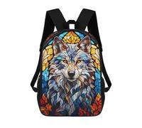 sinyumoney Cartoon Abstract Wolf 3D Printed 17 Inch School Children's Backpacks 3D Printed Cool School Bag for Boys Elementary And Middle