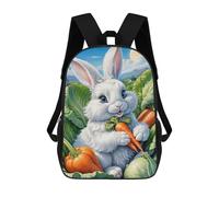 sinyumoney Cartoon Adorable Bunny with Carrots Children's 17 Inch Backpacks 3D Printed Backpack for Kids Travel Rucksacks Book Bags Kids School Bag