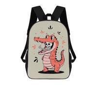 sinyumoney Cartoon Alligator Eating Skeleton Thumbs Up School Bags Large Water Resistant Laptop Backpack for Boys/Girls/Teenagers 17inch