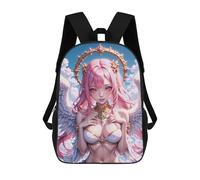 sinyumoney Cartoon Angel with Pink Hair Children's 17 Inch Backpacks 3D Printed Backpack for Kids Travel Rucksacks Book Bags Kids School Bag