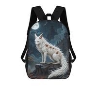 sinyumoney Cartoon Art Fox with Mystical Markings 3D Printed 17 Inch School Children's Backpacks 3D Printed Cool School Bag for Boys Elementary And Middle