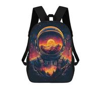 sinyumoney Cartoon Astronaut in Space 3D Printed 17 Inch School Children's Backpacks 3D Printed Cool School Bag for Boys Elementary And Middle