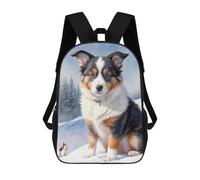 sinyumoney Cartoon Australian Shepherd Dog Painting 3D Printed 17 Inch School Children's Backpacks 3D Printed Cool School Bag for Boys Elementary And Middle