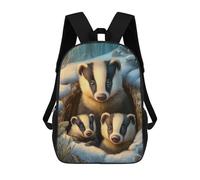sinyumoney Cartoon Badger Family in Winter Burrow Children's 17 Inch Backpacks 3D Printed Rucksack for Kids Travel Rucksacks Book Bags Kids School Bag