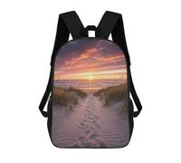 sinyumoney Cartoon Beach Path at Sunset Children's 17 Inch Backpacks 3D Printed Backpack for Kids Travel Rucksacks Book Bags Kids School Bag
