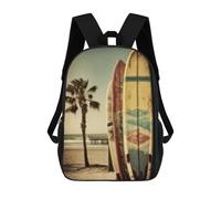sinyumoney Cartoon Beach Surfboard Decor Children's 17 Inch Backpacks 3D Printed Backpack for Kids Travel Rucksacks Book Bags Kids School Bag