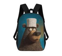 sinyumoney Cartoon Bear with Hat Backpack School Bag Water Resistant Travel Backpack Computer Bag for Camping Outdoor Adventures And Daily Travel 17inch