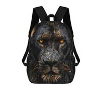 sinyumoney Cartoon Black Lion King Photo 3D Printed 17 Inch School Children's Backpacks 3D Printed Cool School Bag for Boys Elementary And Middle