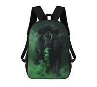 sinyumoney Cartoon Black Lion with Green Smoke 3D Printed 17 Inch School Children's Backpacks 3D Printed Cool School Bag for Boys Elementary And Middle