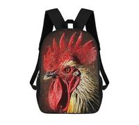 sinyumoney Cartoon Black Rooster Children's 17 Inch Backpacks 3D Printed Rucksack for Kids Travel Rucksacks Book Bags Kids School Bag