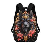 sinyumoney Cartoon Black Schnauzer Dog with Cherry Blossoms 3D Printed 17 Inch School Children's Backpacks 3D Printed Cool School Bag for Boys Elementary And Middle