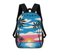 sinyumoney Cartoon Blue California Sunshine 3D Printed 17 Inch School Children's Backpacks 3D Printed Cool School Bag for Boys Elementary And Middle