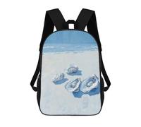 sinyumoney Cartoon Blue Oysters Beach Ocean Art 3D Printed 17 Inch School Children's Backpacks 3D Printed Cool School Bag for Boys Elementary And Middle